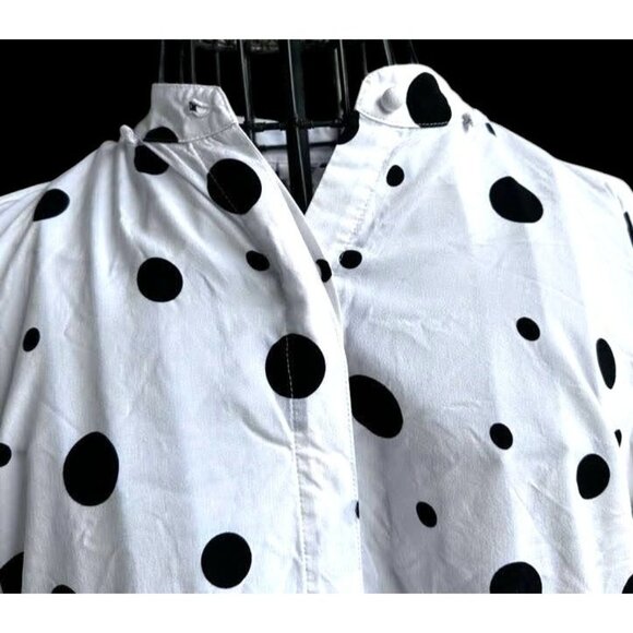 Adriano Goldschmied Shirt Sz S White Black Dots Modal Collared Front Button - Picture 2 of 12